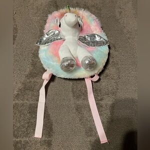 Pastel Multicolor Furry Unicorn Plushie Mini Backpack Kawaii Magical Mystical